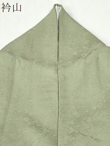 平和屋着物●上質な色無地　草花地紋　山葵色　正絹　逸品　CABM3692yc