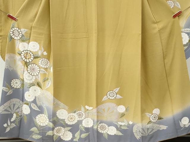 平和屋着物●豪華振袖　片輪車枝菊文　暈し染め　金彩　正絹　逸品　CABM3694yc