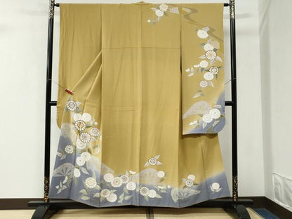 平和屋着物●豪華振袖　片輪車枝菊文　暈し染め　金彩　正絹　逸品　CABM3694yc