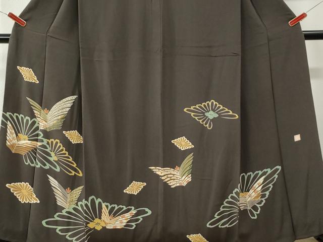 平和屋着物●訪問着　作家物　花菱松葉文　金彩　鬼しぼ縮緬　正絹　逸品　CABM3695yc