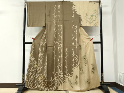 平和屋着物●訪問着　草花シルエット　正絹　逸品　CABM3705yc