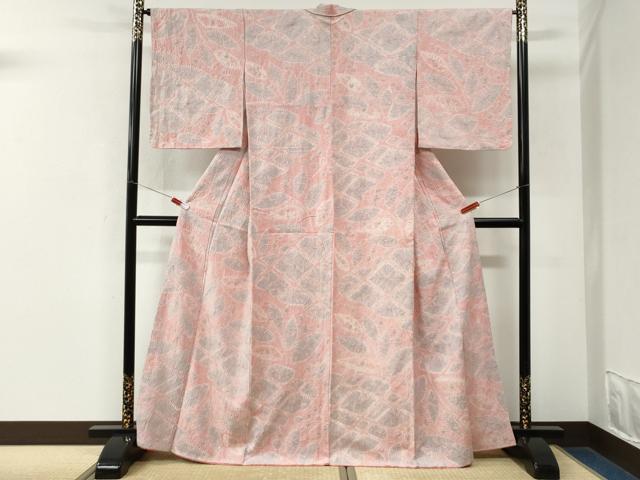 平和屋着物●上質な紬　総絞り　舞葉文　正絹　逸品　CABM3715yc