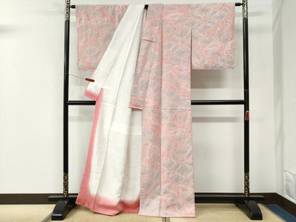 平和屋着物●上質な紬　総絞り　舞葉文　正絹　逸品　CABM3715yc
