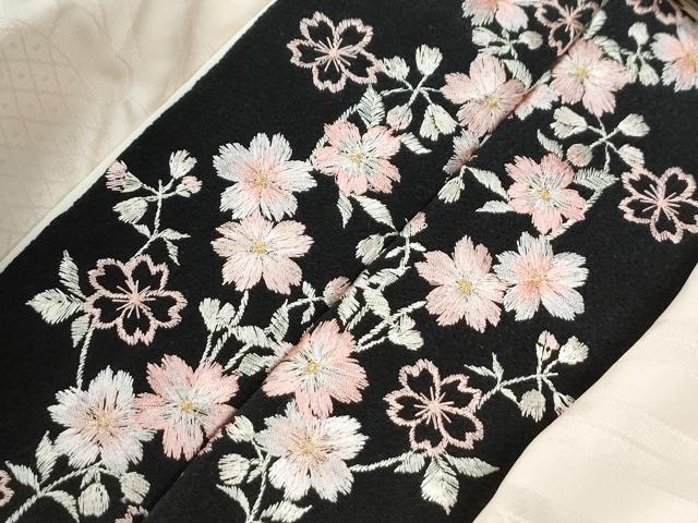 平和屋着物●振袖用長襦袢　無双仕立て　紗綾形草花地紋　暈し染め　半衿刺繍　正絹　逸品　CABM3718yc