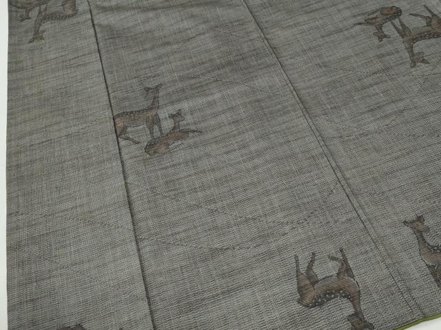 平和屋着物●上質な紬　鹿　正絹　逸品　未使用　CABM3720yc