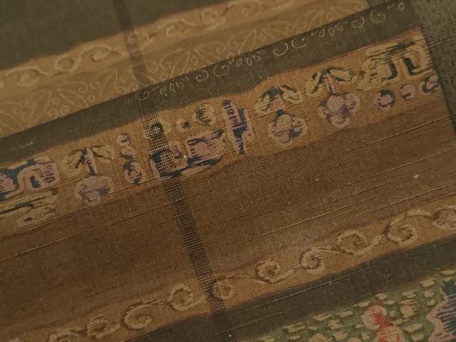 平和屋着物●創業140年　小糸染芸の四代目　小糸敏夫　小紋　紬地　吉祥花唐草間道　正絹　逸品　CABM3721yc