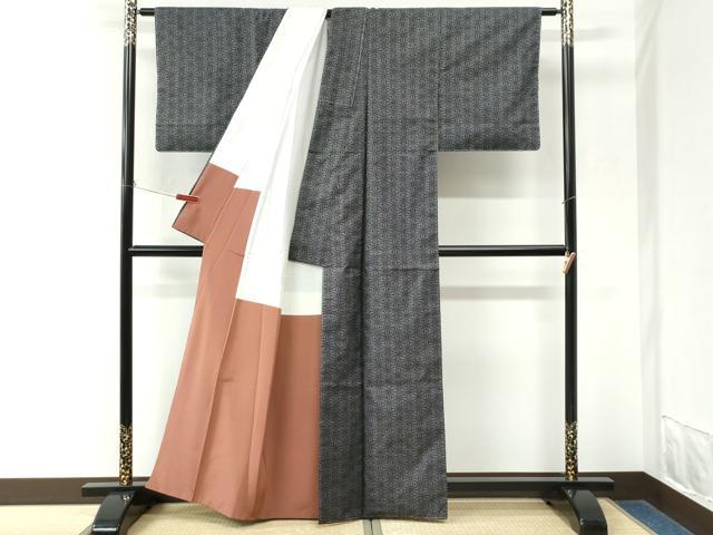 平和屋着物●本場大島紬　7マルキ　麻の葉文様　正絹　逸品　未使用　CABM3730yc