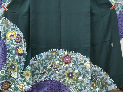 平和屋着物●世界的ファッションデザイナー　山本寛斎　kansaiブランド　振袖　刺繍　草花文　金彩　正絹　逸品　CABM3733yc