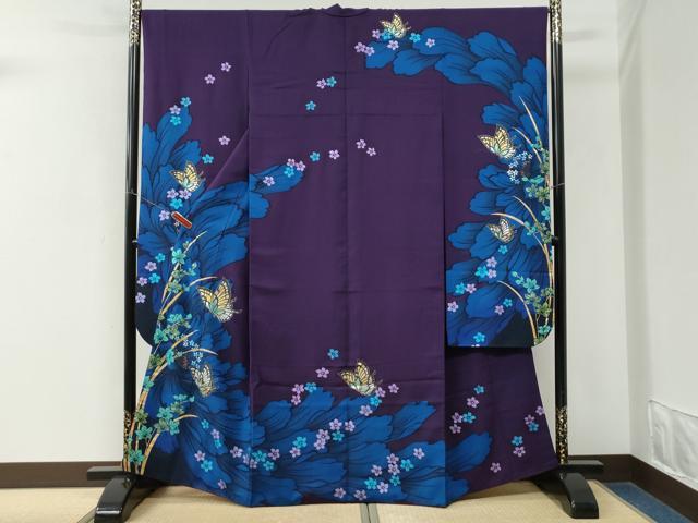 平和屋着物●豪華振袖　牡丹花蝶文　金銀彩　正絹　逸品　CABM3741yc
