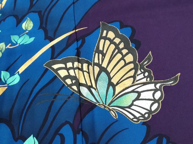 平和屋着物●豪華振袖　牡丹花蝶文　金銀彩　正絹　逸品　CABM3741yc