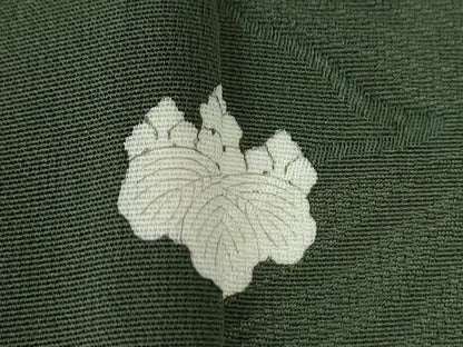 平和屋着物●上質な色無地　霞吉祥地紋　老竹色　正絹　逸品　CABM3742yc