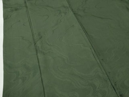 平和屋着物●上質な色無地　霞吉祥地紋　老竹色　正絹　逸品　CABM3742yc
