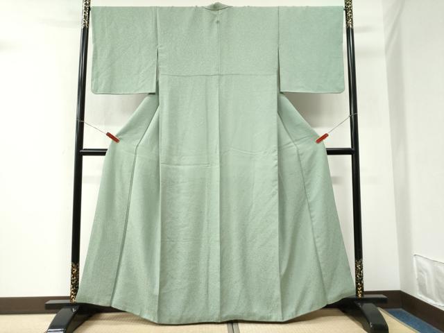 平和屋着物●上質な色無地　花唐草地紋　錆青磁色　正絹　逸品　CABM3745yc
