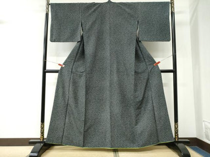 平和屋着物●江戸小紋　胴抜き仕立て　霞文　黒地　洗える着物　CABM3746yc