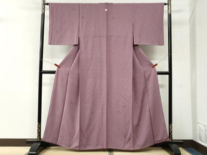 平和屋着物●上質な色無地　花菱地紋　京紫色　正絹　逸品　CABM3747yc