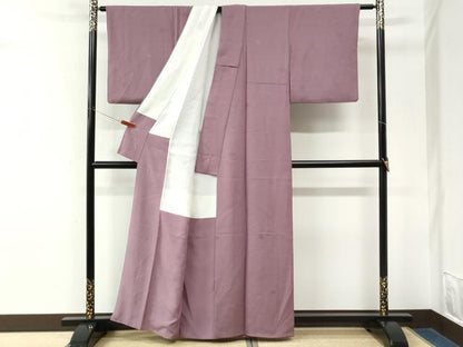 平和屋着物●上質な色無地　花菱地紋　京紫色　正絹　逸品　CABM3747yc
