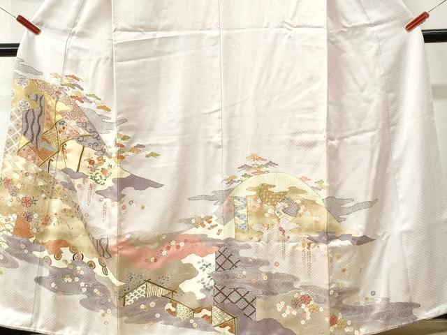 平和屋着物●豪華色留袖　駒刺繍　流水吉祥花唐草文　金彩　正絹　逸品　CABM3749yc