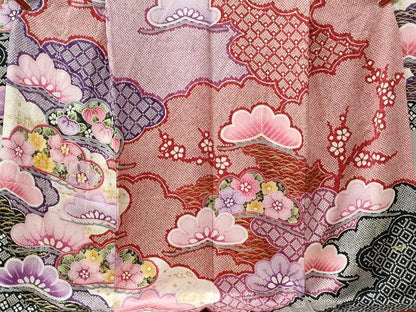 平和屋着物●豪華振袖　駒刺繍　絞り　雪芝橘松花文　金彩　正絹　逸品　CABM3759yc