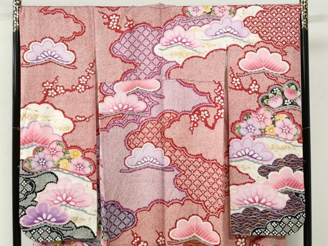平和屋着物●豪華振袖　駒刺繍　絞り　雪芝橘松花文　金彩　正絹　逸品　CABM3759yc