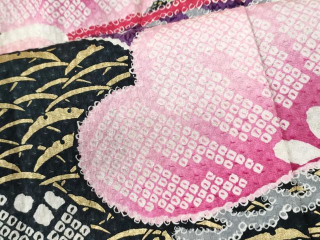 平和屋着物●豪華振袖　駒刺繍　絞り　雪芝橘松花文　金彩　正絹　逸品　CABM3759yc