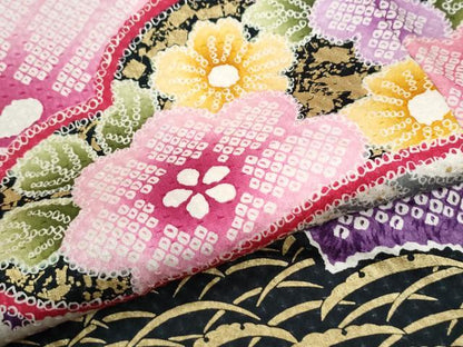 平和屋着物●豪華振袖　駒刺繍　絞り　雪芝橘松花文　金彩　正絹　逸品　CABM3759yc