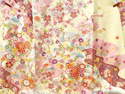 平和屋着物●豪華振袖　牡丹舞花文　ラメ糸　金彩　正絹　逸品　CABM3760yc