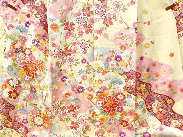 平和屋着物●豪華振袖　牡丹舞花文　ラメ糸　金彩　正絹　逸品　CABM3760yc