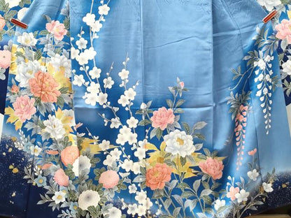 平和屋着物●豪華振袖　駒刺繍　牡丹花文　暈し染め　金彩　正絹　逸品　CABM3771yc