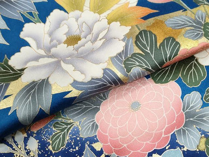 平和屋着物●豪華振袖　駒刺繍　牡丹花文　暈し染め　金彩　正絹　逸品　CABM3771yc
