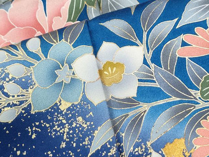 平和屋着物●豪華振袖　駒刺繍　牡丹花文　暈し染め　金彩　正絹　逸品　CABM3771yc