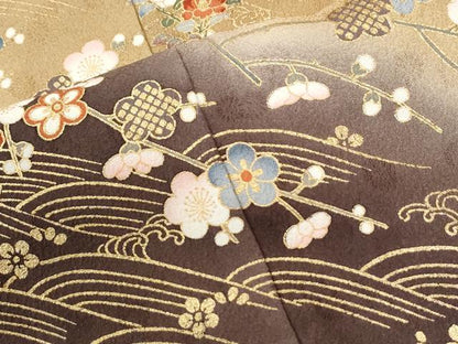 平和屋着物●訪問着　駒刺繍　文箱浜松花文　暈し染め　金彩　正絹　逸品　CABM3773yc