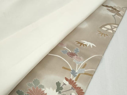 平和屋着物●創業460年・千總　色留袖　駒刺繍　流水籬松竹梅花文　暈し染め　金彩　正絹　逸品　CABM3775yc