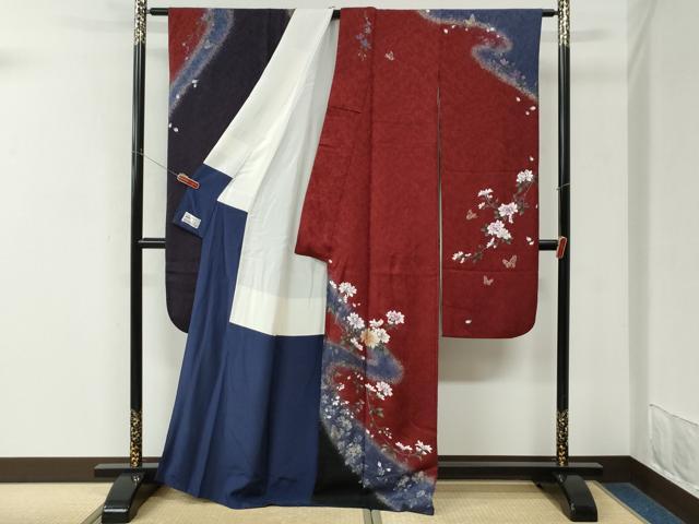 平和屋着物●豪華振袖　花蝶文　暈し染め　金彩　やまと誂製　正絹　逸品　CABM3778yc
