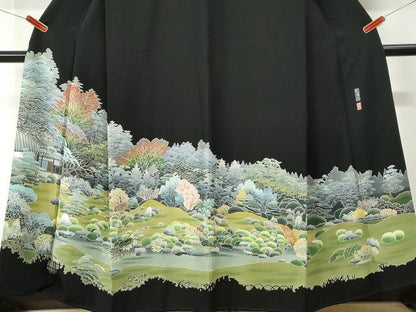平和屋着物●本加賀友禅作家　西尾翠峰　黒留袖　龍潭寺　正絹　逸品　CABM3783yc