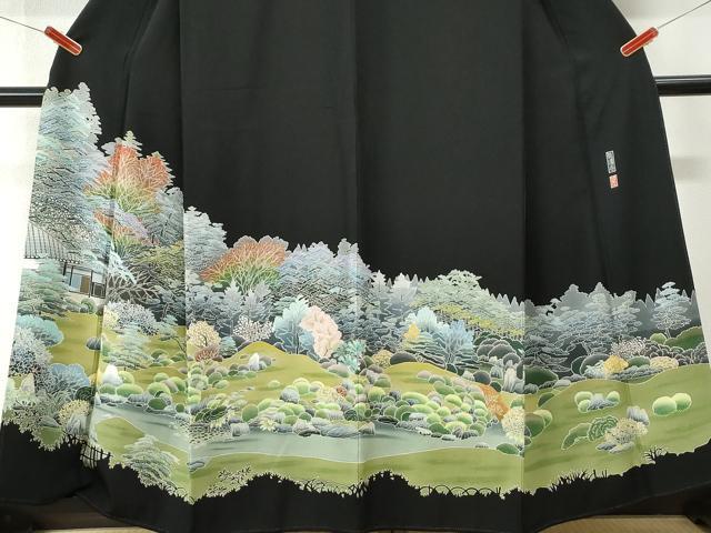 平和屋着物●本加賀友禅作家　西尾翠峰　黒留袖　龍潭寺　正絹　逸品　CABM3783yc