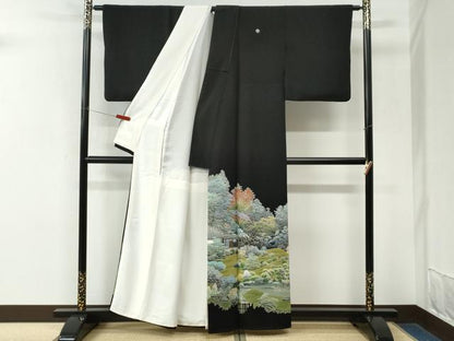 平和屋着物●本加賀友禅作家　西尾翠峰　黒留袖　龍潭寺　正絹　逸品　CABM3783yc