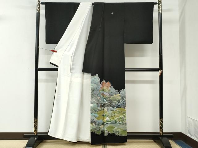 平和屋着物●本加賀友禅作家　西尾翠峰　黒留袖　龍潭寺　正絹　逸品　CABM3783yc