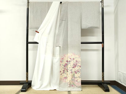 平和屋着物●本加賀友禅作家　清藤武二　色留袖　枝梅文　ロング丈　正絹　逸品　CABM3785yc