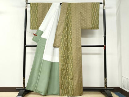 平和屋着物●上質な紬　吉祥麻の葉間道　正絹　逸品　CABM3798yc