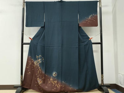 平和屋着物●訪問着　刺繍　雪輪草花文　暈し染め　金彩　正絹　逸品　CABM3803yc