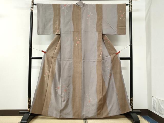 平和屋着物●上質な紬　絞り　枝花文　正絹　逸品　CABM3823yc