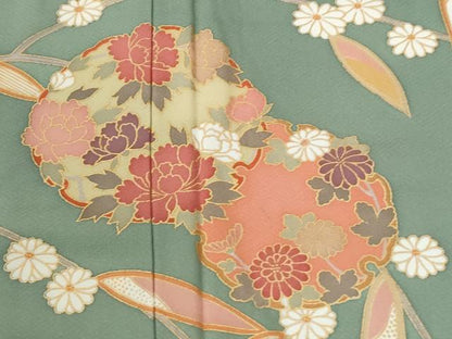 平和屋着物●訪問着　雪輪牡丹枝花文　金彩　正絹　逸品　未使用　CABM3824yc