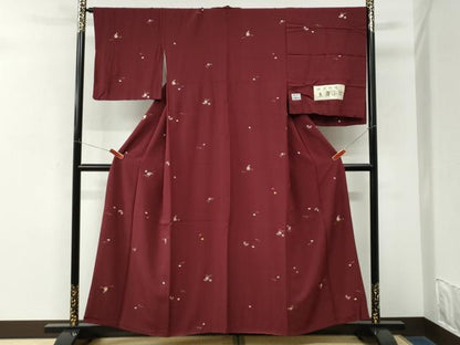 平和屋着物●京舞小紋　特選刺繍　鈴　溢れ松葉　独楽　金糸　反端付き　正絹　逸品　CABM3840yc