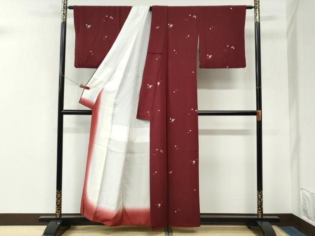 平和屋着物●京舞小紋　特選刺繍　鈴　溢れ松葉　独楽　金糸　反端付き　正絹　逸品　CABM3840yc
