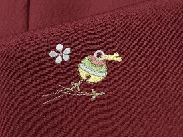 平和屋着物●京舞小紋　特選刺繍　鈴　溢れ松葉　独楽　金糸　反端付き　正絹　逸品　CABM3840yc
