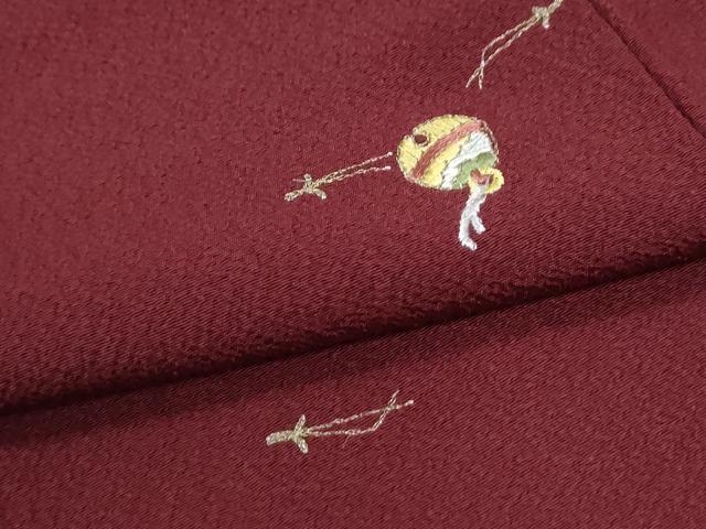平和屋着物●京舞小紋　特選刺繍　鈴　溢れ松葉　独楽　金糸　反端付き　正絹　逸品　CABM3840yc