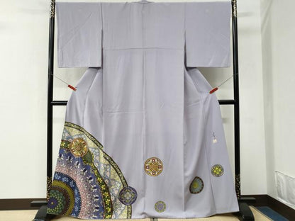 平和屋着物●染色作家　青野保夫　色留袖　更紗花文　金彩　正絹　逸品　CABM3875yc