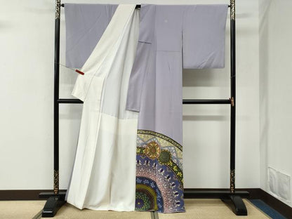 平和屋着物●染色作家　青野保夫　色留袖　更紗花文　金彩　正絹　逸品　CABM3875yc