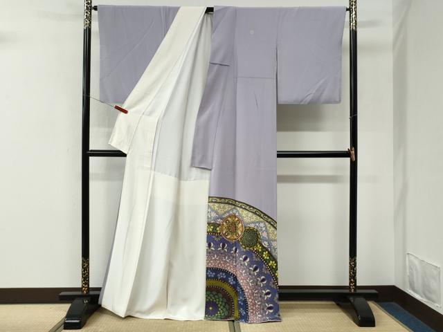 平和屋着物●染色作家　青野保夫　色留袖　更紗花文　金彩　正絹　逸品　CABM3875yc