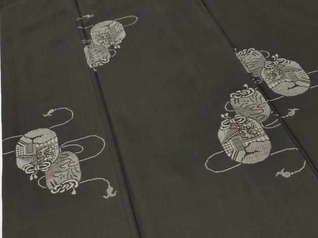 平和屋着物●本場大島紬　9マルキ　泥染め　地空き　仕覆風景文　久仁多加作　平田絹織物謹製　証紙付き　正絹　逸品　未使用　CABM3887yc